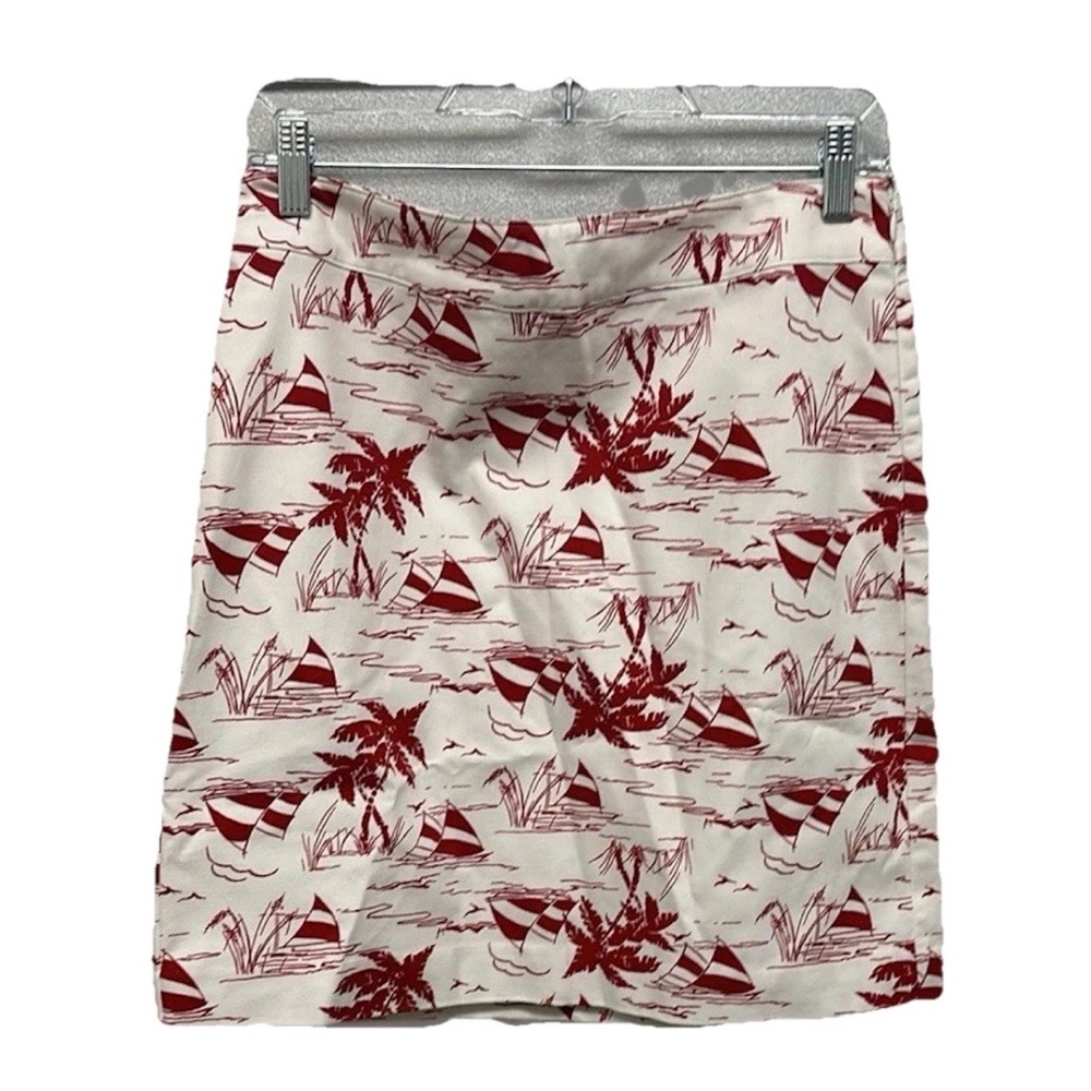 TALBOTS Womens Summer Vacation Sailboat/Palm Trees Mini Skirt Size 4 Nautical - Picture 2 of 8